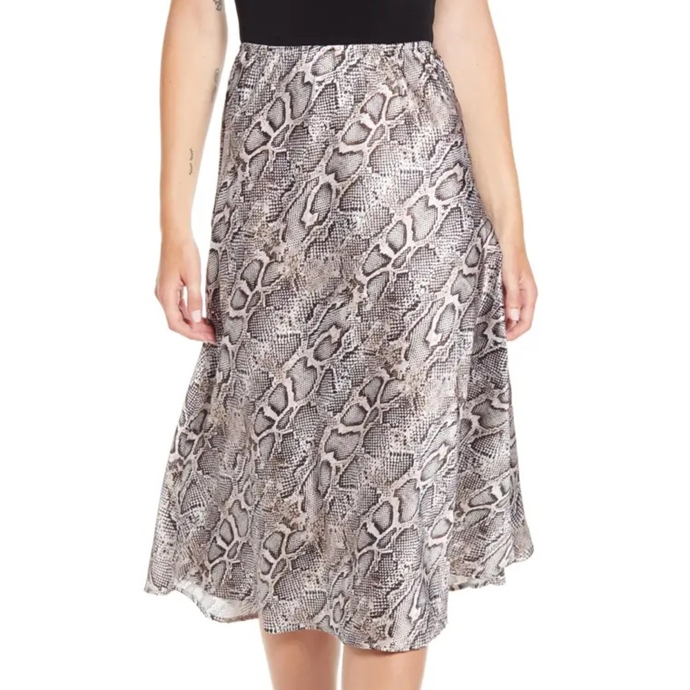 French Connection Snake Print Satin Midi Skirt XS